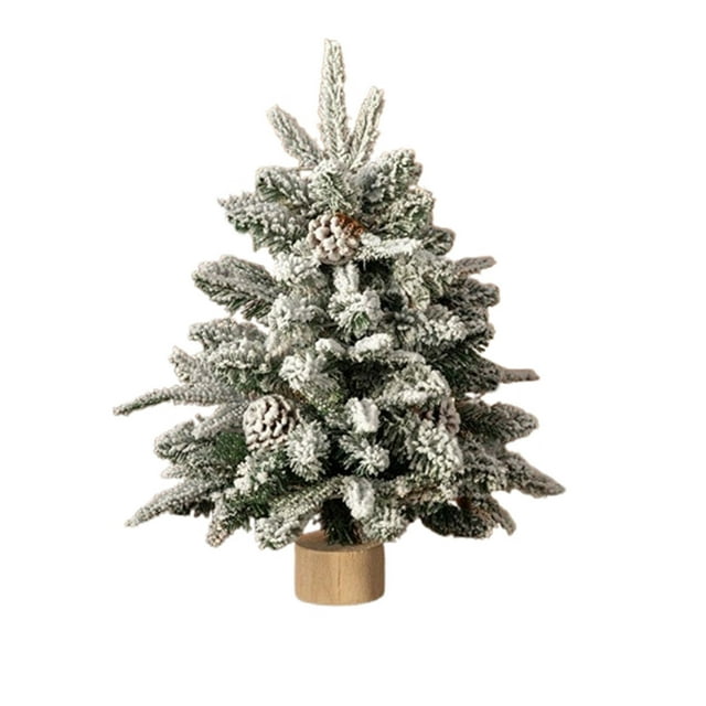17.7-Inch Snow-Covered Christmas Tree Tabletop Decoration With Flocked Finish Pvc Material For Holiday Home And Office Decor