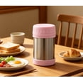 thumbnail image 3 of Mainstay 350ML Silver&Pink Kids Food Jar ,SS304 Inner SS201 Outer PP Lid Silicone Ring Food Container, 3 of 9