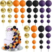 48 Pcs Balls Cake Topper Decorations Balloon Cupcake Toppers Foam Cake Topper Balls Cake Balls Decorations for Birthday Party Wedding Anniversary Cake Decorating