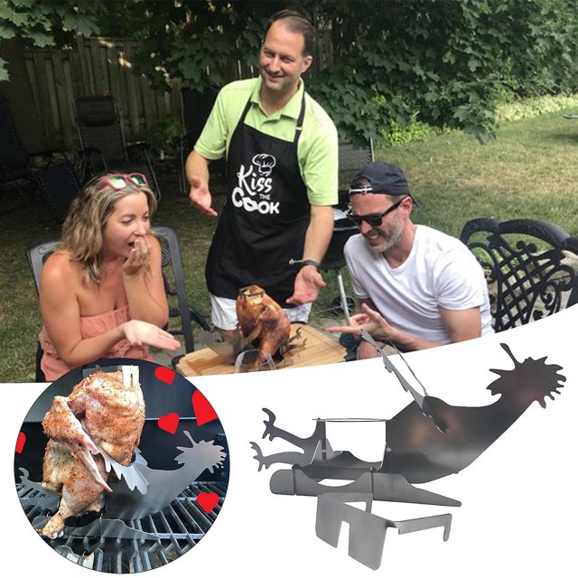 soporte para patos, estante Sexy para barbacoa de motocicleta americana, herramienta para asar a la parrilla para acampar al aire libre, estante divertido para pollo asado