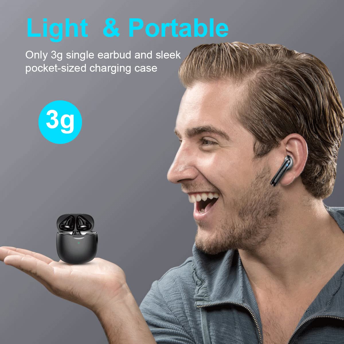 Geryst Wireless Earbuds, Bluetooth 5.3, 32H Battery, Black photo 4