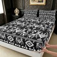 thumbnail image 5 of Erosebridal Tribal Bat Bed Sheets, Western Boho Damask Full Size Sheets, Dark Gray Black, Black Reversible, 4-Piece, 1 Flat Sheet, 1 Fitted Sheet and 2 Pillowcases, 5 of 6