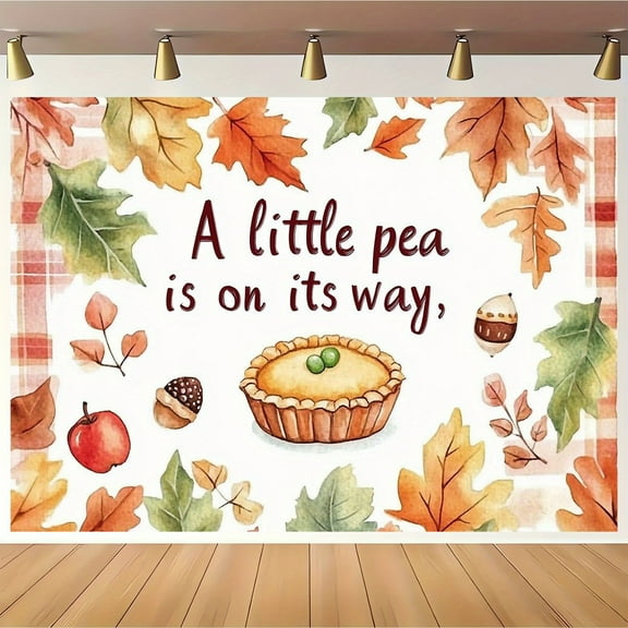 Autumn Cutie Pie Baby Shower Backdrop A Little Pea is On Its Way Photography Background for Kids Fall Pumpkin Pie Maple Leaves Baking Newborn Baby Shower Party Decorations Banner Photo Booth Props