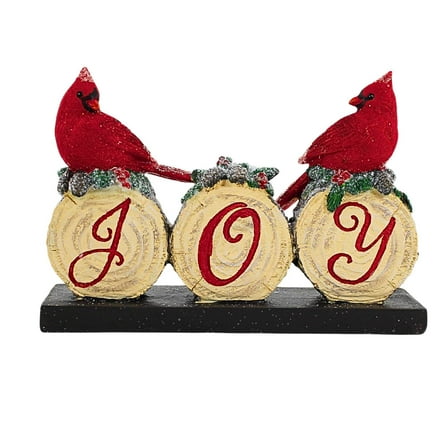 Roman 5.75In Joy Cardinal Figurine, Polyresin, Logs Holly Berries 137145