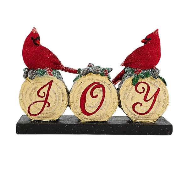 Roman 5.75In Joy Cardinal Figurine, Polyresin, Logs Holly Berries 137145
