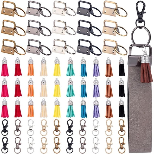 Juego de 75 piezas de herrajes para llavero, 6 colores, 1 pulgada, kit de montaje para correa