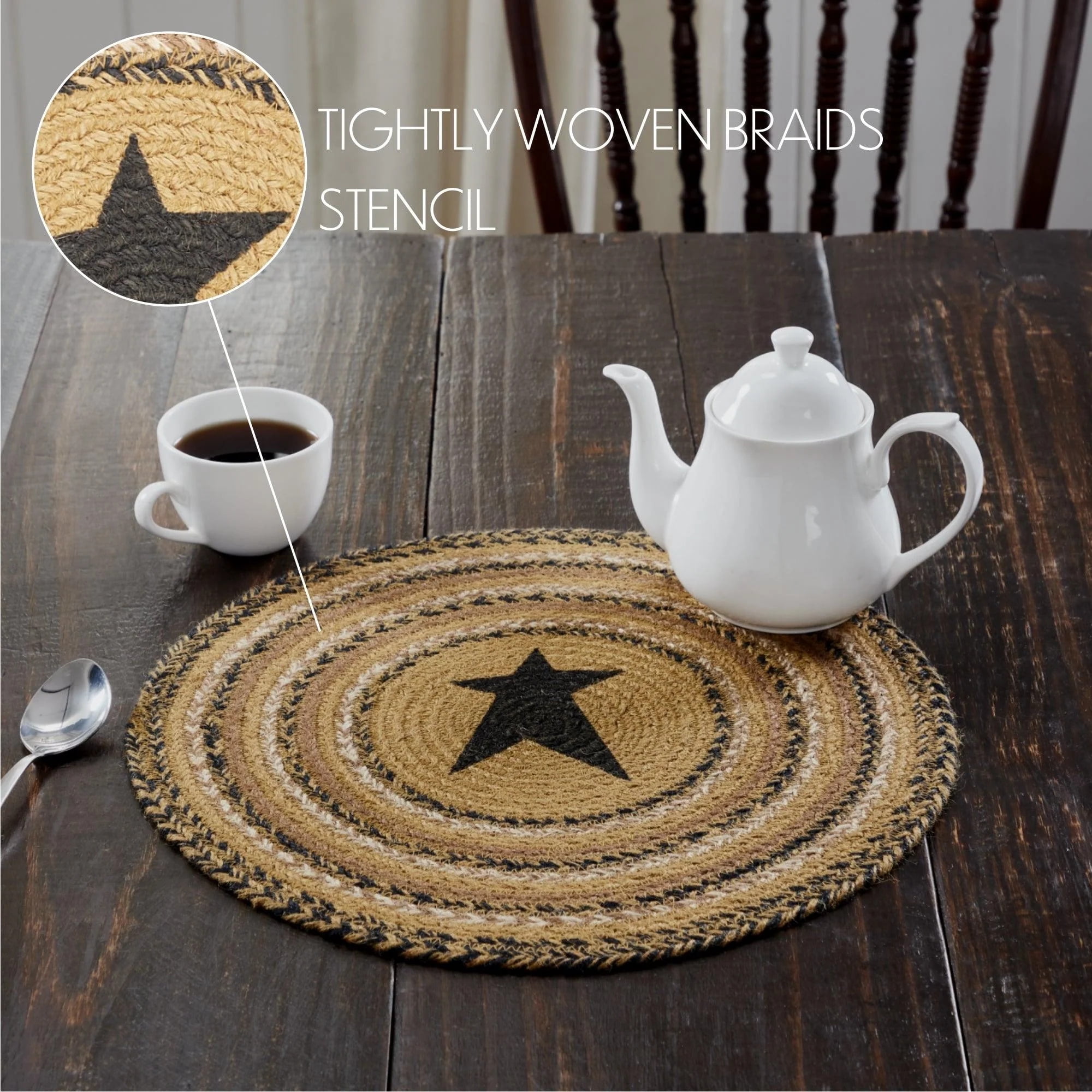 Black Bear Round Jute Trivet - Handmade 10" Diameter, Protects Countertops, Rustic Decor