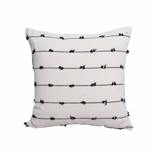 Polyester Pillowcase with Splicing Piece - Soft Striped Wide Side Decorative Spring Sofa Cushion