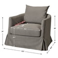 thumbnail image 3 of Slate Gray Polyester Upholstered Swivel Barrel Armchair Set of 2 with Removable Washable Slipcover for Living Room, Bedroom, Feather Blend Cushion, Solid Wood Frame, Pillow Back Fully Assembled, 3 of 16