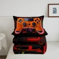 thumbnail image 5 of Orange Gaming Full Size Comforter Sets - Gamer Comforter Full Size Bedding Set, Neon Lights Abstract Geometry Design Gamer Room Decor, 5 of 7