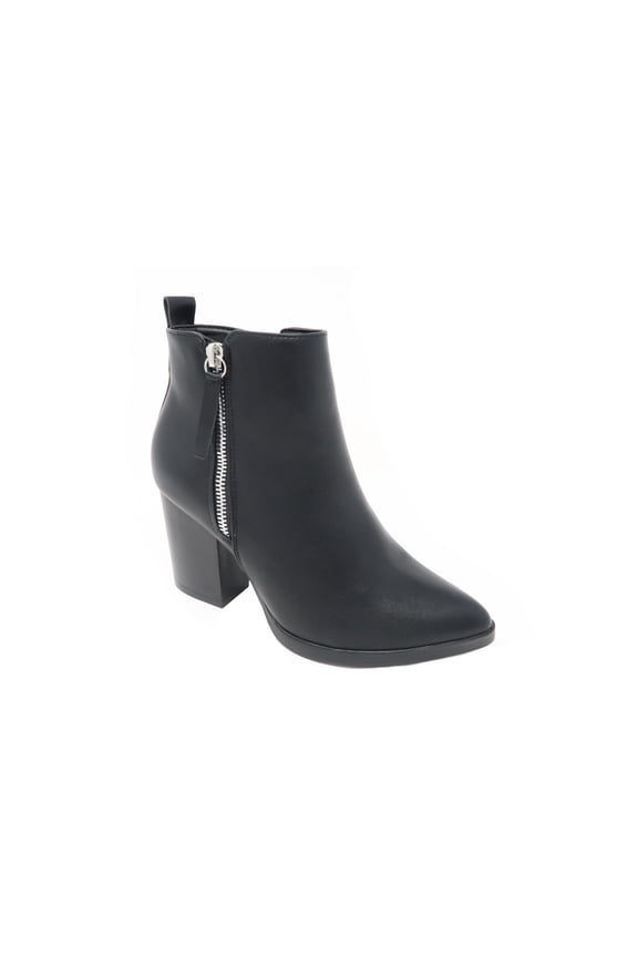 Women's Zip up Stacked Low Heel Ankle Booties, Black 10