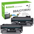 thumbnail image 1 of Aztech Cartucho de tóner compatible de repuesto para HP 80A CF280A 80X CF280X para tinta de impresora HP Pro 400 M401A M401D M401N M401DNE MFP M425DN (paquete de 2 negros), 1 of 7
