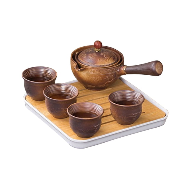 EGNMCR 360 Degree Rotating Tea Set Well Off Teapot Type Semi Automatic Kung Fu Tea Set Household Swing a kettle