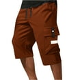 thumbnail image 2 of BRDFRL Men's Below Knee Long Shorts Cargo Capri Lightweight Hiking 3/4 Multi Pockets Deep Red L, 2 of 4