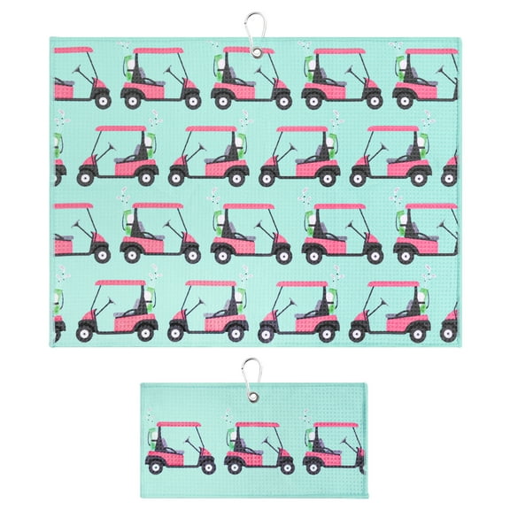 Golf Cart Print Premium Set of 2 Microfiber Golf Towel