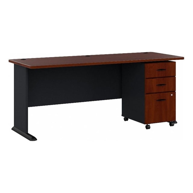 Scranton & Co Engineered Wood 72" Desk and File Cabinet in Hansen Cherry