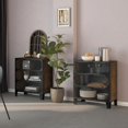 thumbnail image 1 of vidaXL Storage Cabinets 2 pcs Rustic Brown 72x36x82 cm Metal and MDF, 1 of 5
