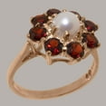 thumbnail image 2 of LBG British Made 18k Rose Gold Cultured Pearl & Garnet Womens Statement Ring - 33 size options - Size 7, 2 of 6