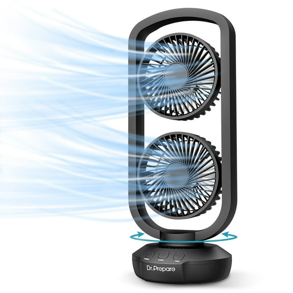 Dr. Prepare 15 Inch Oscillating Tower Fan, Dual Mini Adjustable Desk Fan with 270° Tilt, 3 Speeds