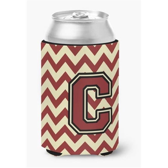 Letter C Chevron Maroon & Gold Can or Bottle Hugger