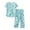 A-Mint Green307, variant on Star Moon Pattern Pajama Set for Women Short Sleeve V Neck Casual Sleepwear Capri Pant Set