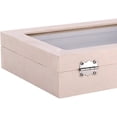thumbnail image 6 of Velvet Glass Jewelry Display Storage Box Ring Earrings Jewelry Box Ring Holder Case, 2 clasps, 6 of 12