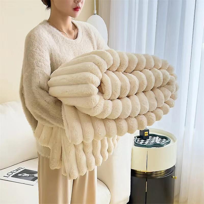 Snuggle Sac Cuddly Blanket Fluffy Fleece Blanket Blanket For Sofa Bed Couch Warm And Soft Blanket With Striped Pattern grey pink green yellow 120 Walmart