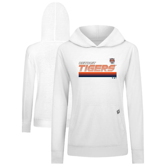 Women's Levelwear White Detroit Tigers Relay Breaker Pullover Hoodie