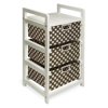 Three Bin Hamper or Storage Unit-Color:Brown & White Polka Dot