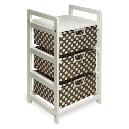 Three Bin Hamper or Storage Unit-Color:Brown & White Polka Dot