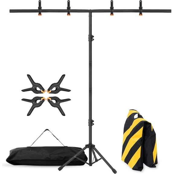 T-Shape Portable Backdrop Stand, 6.5x3.2ft Adjustable Photo Background Stand Kit