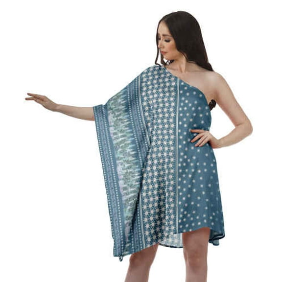 Soimoi polyester Crepe Fabric Snowflake,Wreath & Tree Panel Printed Fabric 1 Yard 42 Inch Wide