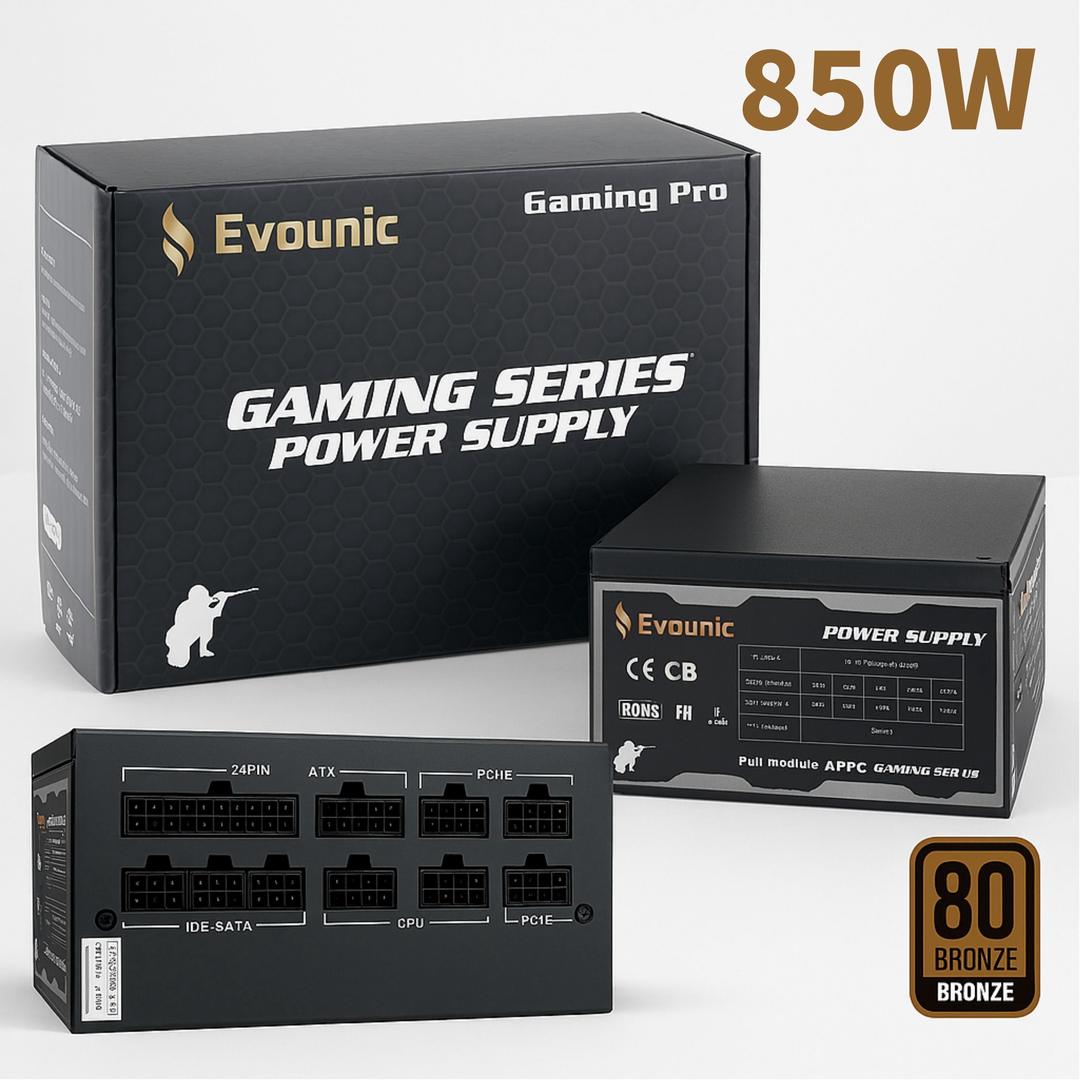 850W 80 Plus Bronze Certified ATX Power Supply – Full Modular PSU with Active PFC, Dual/Quad Core Support, SLI/Crossfire, Haswell Ready – Gaming/Desktop PC Compatible (850W Non-Modular)