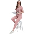 thumbnail image 3 of Niaahinn Women's Scrubs Set - V-Neck Top & Drawstring Jogger Scrub Pant for Nursing Uniforms, 9 colors, 3 of 8