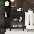 thumbnail image 4 of Glavbiku Metal Nightstand Set of 2,End Table with Flip Cubby & Glass Door,Side Table,Black,Adult, 4 of 13