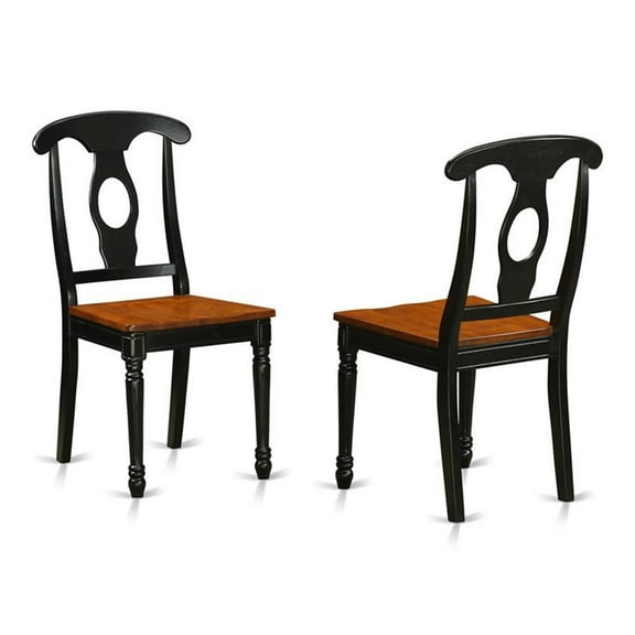 Pemberly Row 38" Wood Dining Chairs in Black/Cherry (Set of 2)