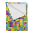 thumbnail image 2 of Cartoon Soft Flannel Fleece Blanket, Colorful Plastic Construction Blocks Cube Geometric Childhood Illustration, Cozy Plush for Indoor and Outdoor Use, 50" x 60", Purple Green Blue, by Ambesonne, 2 of 5