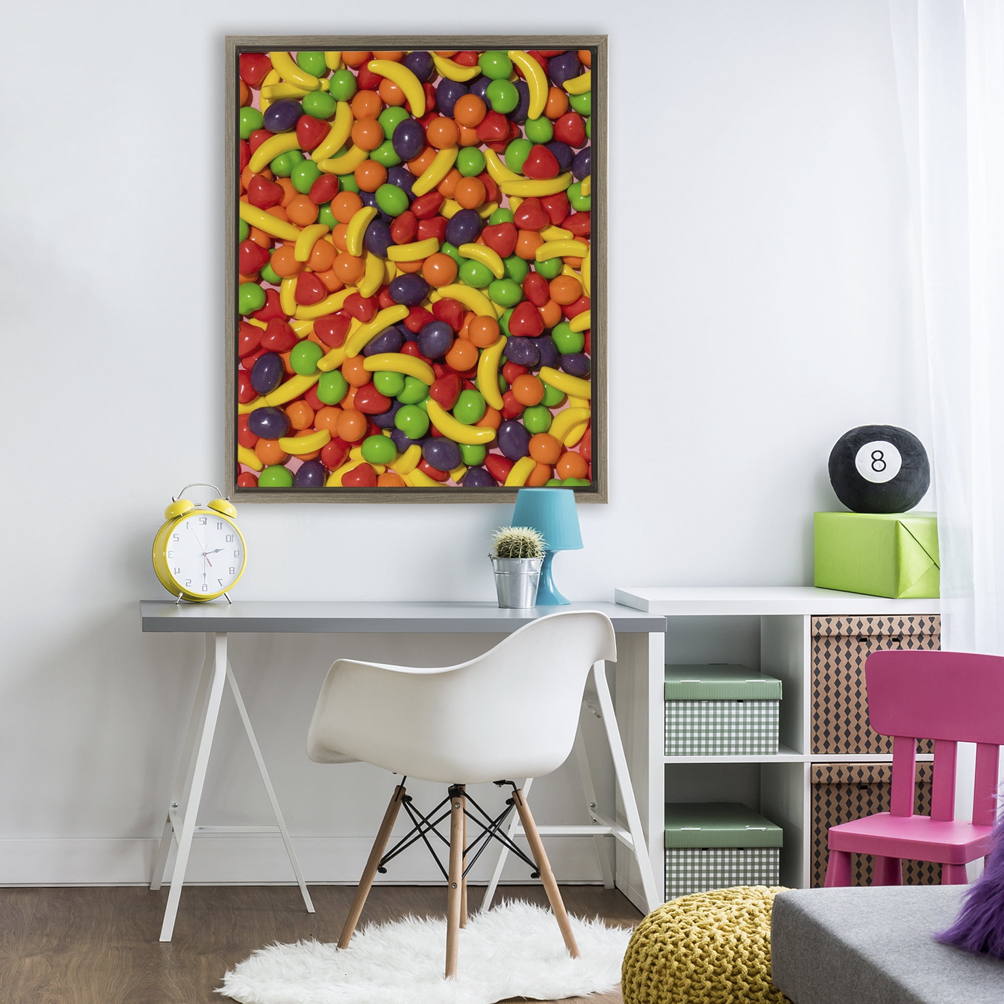 Stupell Industries Retro Assorted Fruit Candy Brown Framed Floater Canvas Wall Art, design by LISH Creative