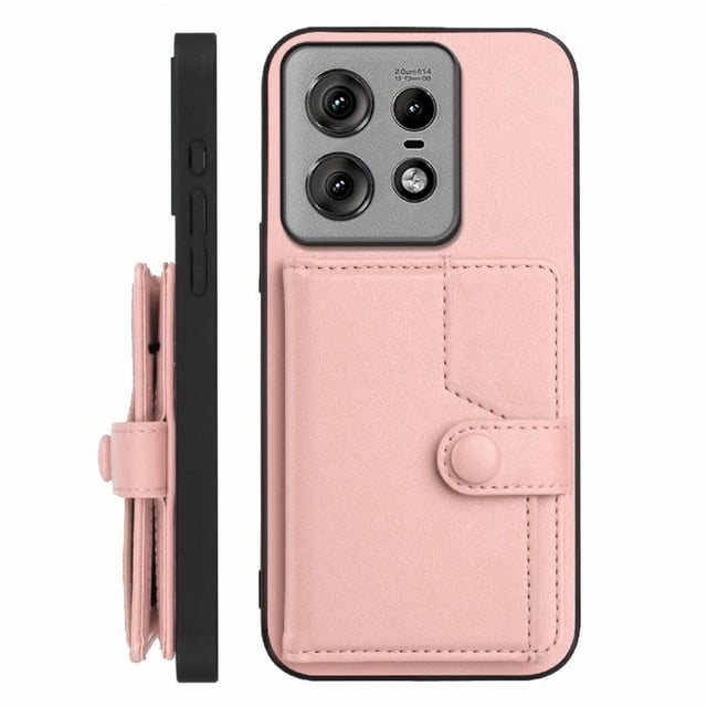 FOXDOCK Case for Moto Edge 50 Pro RFID-Blocking Card Holder - Stylish Button Closure Design