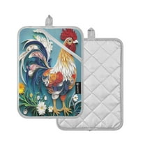 2 Pcs Pot Holders Sets Oven Mitts Square potholders Oven Hot Pads Heat Resistant for Kitchen Cooking Baking 7"x9.8" Beautiful Rooster