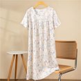 thumbnail image 2 of Chemise de Nuit pour Femmes, Manches Courtes à Col Rond Imprimé, Robe d'Allaitement, Rayonne Spandex Douce, Robe de Détente Longueur Genou, 2 of 5