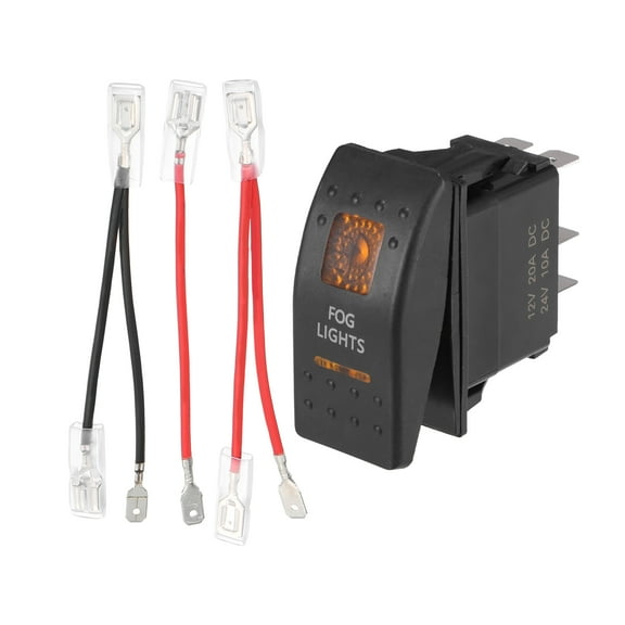 Unique Bargains 5 Pin Car Interior UTV Fog Lights Rocker Switch SPST Kit 20A/12V 10A/24V SPST on Off Universal Orange