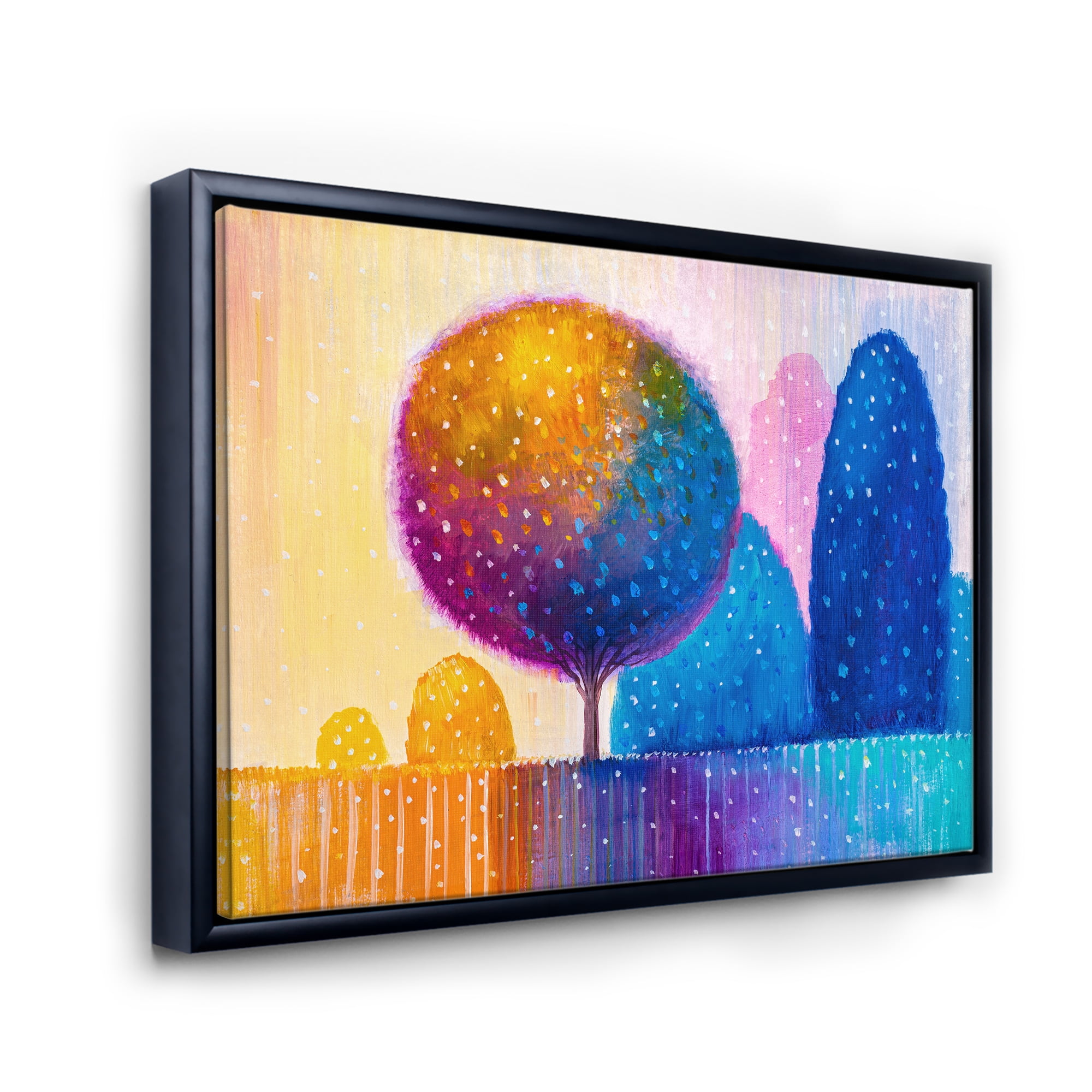Designart 'Ornamental Colourful Trees X' Modern Framed Canvas Wall Art Print