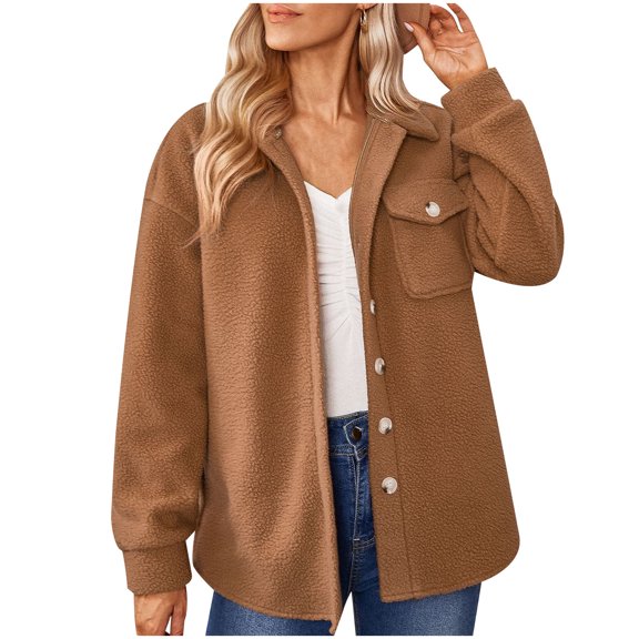 Lilgiuy Women Spring And Autumn Coats Warm Solid Long Sleeve Outerwear(Khaki,8) Winter Fashion 2022