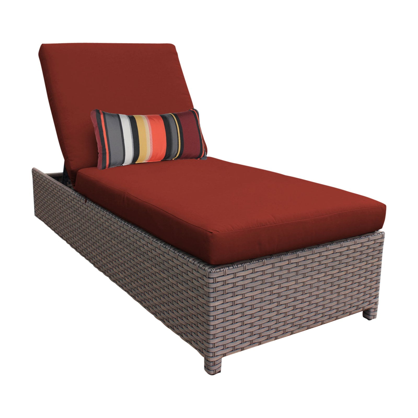 TK Classics Monterey Wheeled Wicker Outdoor Chaise Lounge Chair