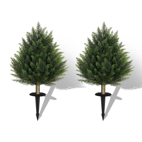Olivivi 2 ft (60 cm) Artificial Ground Cedar - Tower 2-Pack | Realistic Fake Evergreen Shrubs for Indoor  Outdoor Decor