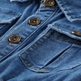 thumbnail image 4 of Barboteuse en Denim pour Bébé Fille Bleu à Manches Courtes avec Boutons et Col à Revers, 4 of 5