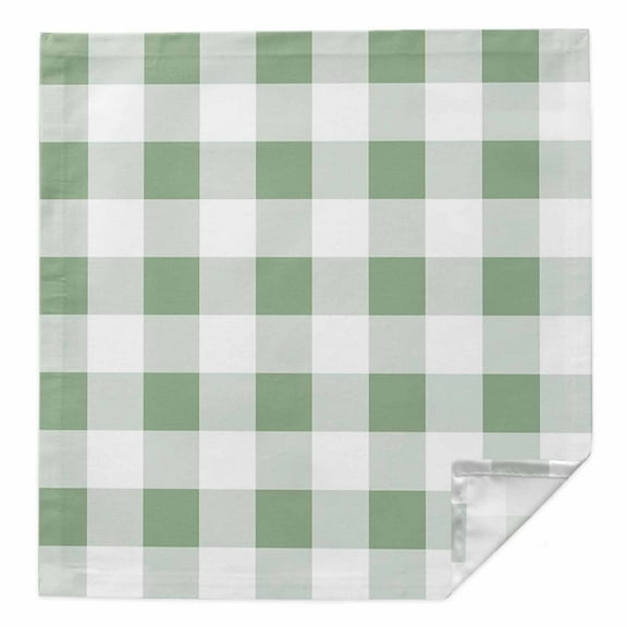 Sage Green Checkered Cloth Napkins Washable Set of 1, Green White Buffalo Plaid Reusable Dinner Table Napkins Cloth Bulk for Weddings Kitchen Restaurants Hotel Events Parties 20 x 20 Inch