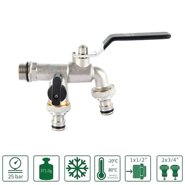 Grifo de salida doble conector de manguera de tanque de agua de latón antioxidante grifo de válvula de jardín Hugtrwg Para estrenar