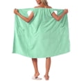 thumbnail image 3 of INSPIRE CHIC Womens Shower Towel Snaps Wearable Dress Terry Wrap Bathrobe Spa Towelling Cover Up Gym Shower Bath Robe M Mint Green, 3 of 6